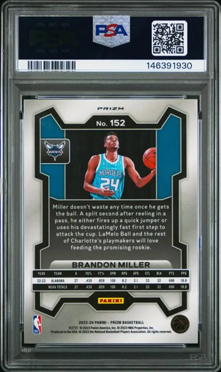 2023 PANINI PRIZM 152 BRANDON MILLER SILVER PRIZM PSA 10