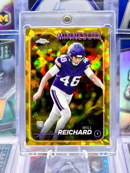 Will Reichard 2024 Topps Chrome Rookie /50 Gold Ice Refractor Prizm SP Minnesota Vikings