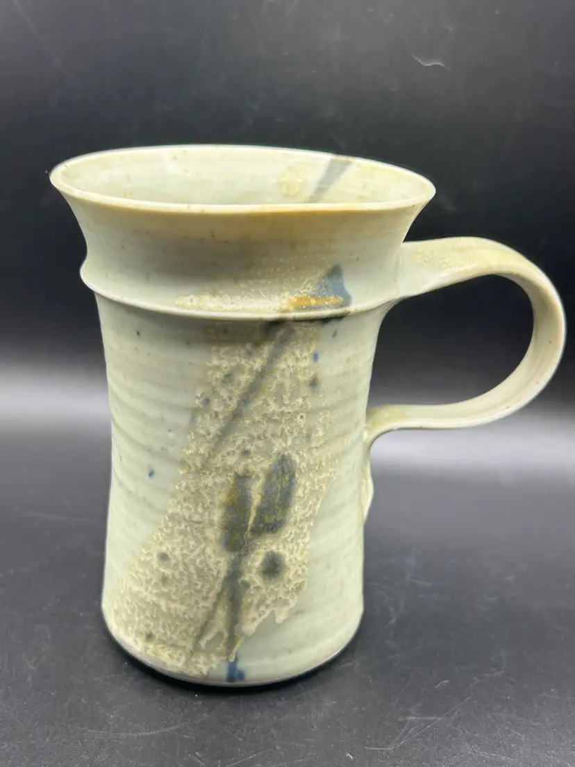 Studio Pottery, Gray And Blue Coffee/Tea Mug Signed