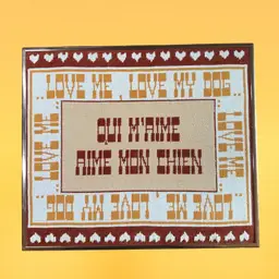 Vintage Framed Needlepoint Art - Love Me Love My Dog