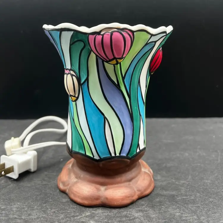 #231B Colorful Spring Theme Tulip Vase Shape Ceramic Table/Accent/Night Light.  Made by Transfar International Corp