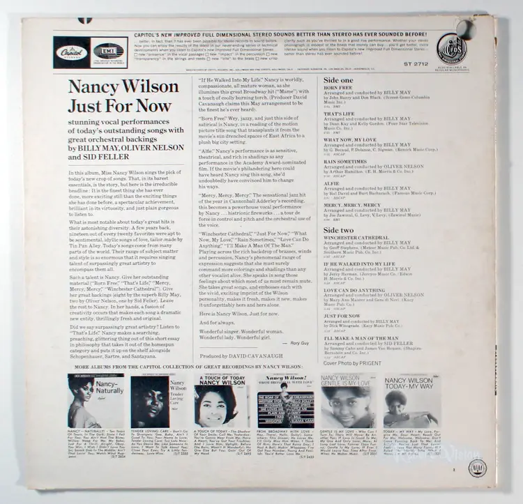 Nancy Wilson - Just For Now (1960) Vinyl LP • Jazz Standards, That's Life