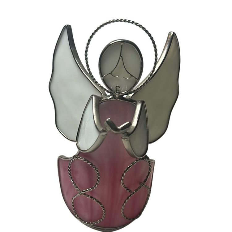 Stained Glass Hand Made Angel / Candle Holder