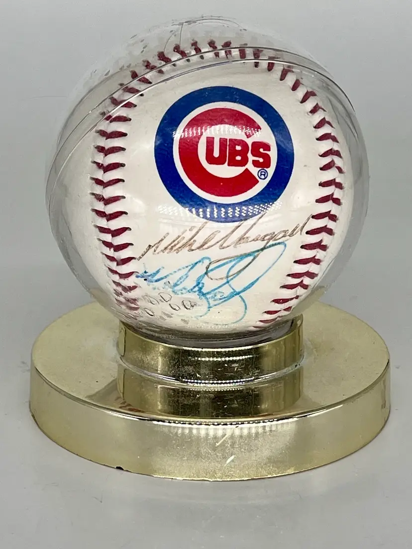 Cubs MLB 1993 Signed Baseball Three Signatures Derrick May Mike Morgan? And ???