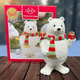 Lenox Holiday Bobbles Polar Bear With Scarf Christmas Bobble Head Figurine