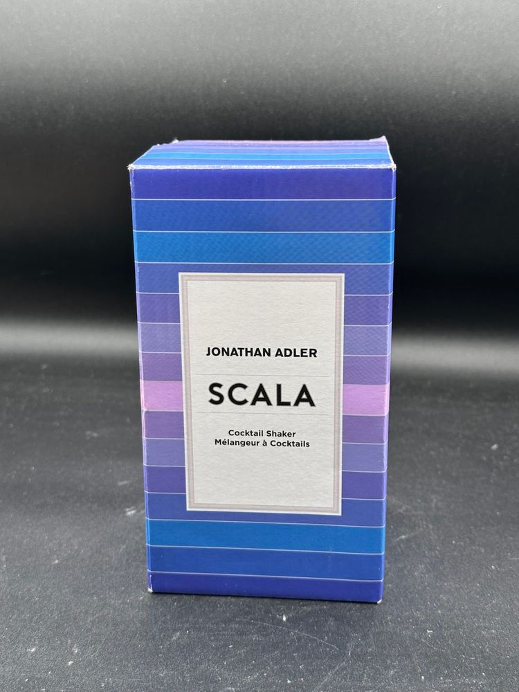 Jonathan Adler Scala Cocktail Shaker Blue and Purple Stripes 18.4 oz