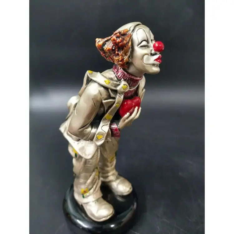 Kissing Clown Sculpture .999 Silver Electroformed-Hand Painted
