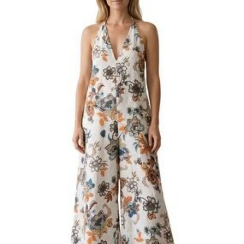 Joie White floral halter wide-leg jumpsuit