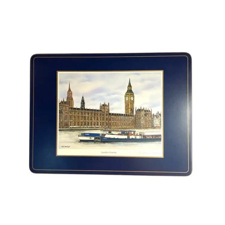 Placemat Set London Scenery Cork Back Signed by John Marshall By Pimpernel England Holiday Hosting Christmas Holiday Party Celebration Winter GiftThanksgiving Fall Harvest Autumn Celebration Gift Anniversary Birthday