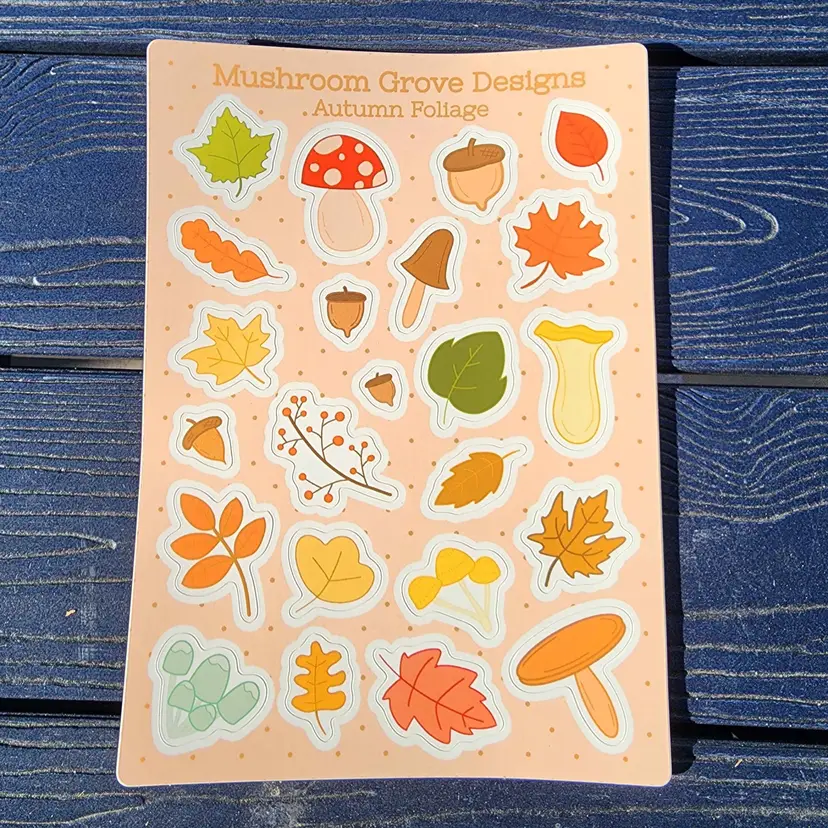 Autumn Foliage 5x7" Vinyl Sticker Sheet - Made by Me