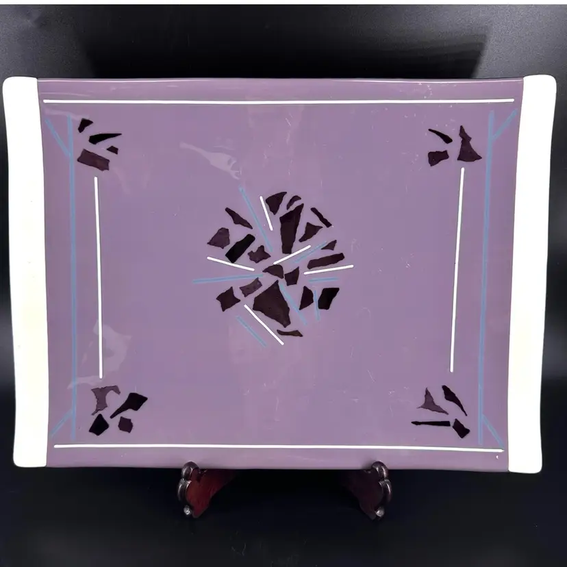 Fused Glass Opaque Purple Rectangular Serving Platter