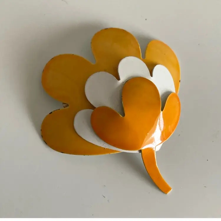 1960’s Yellow And Orange Enameled Coro Brooch Pin