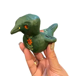 Mexican Clay Folk Art Bird Green