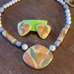 Vintage 80s Japan Earrings And Necklace Set