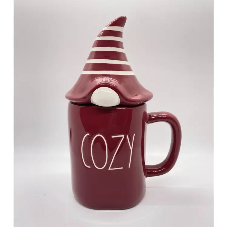 Rae Dunn Artisan Collection by Magenta Maroon COZY Gnome Mug with Lid Topper