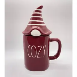 Rae Dunn Artisan Collection by Magenta Maroon COZY Gnome Mug with Lid Topper