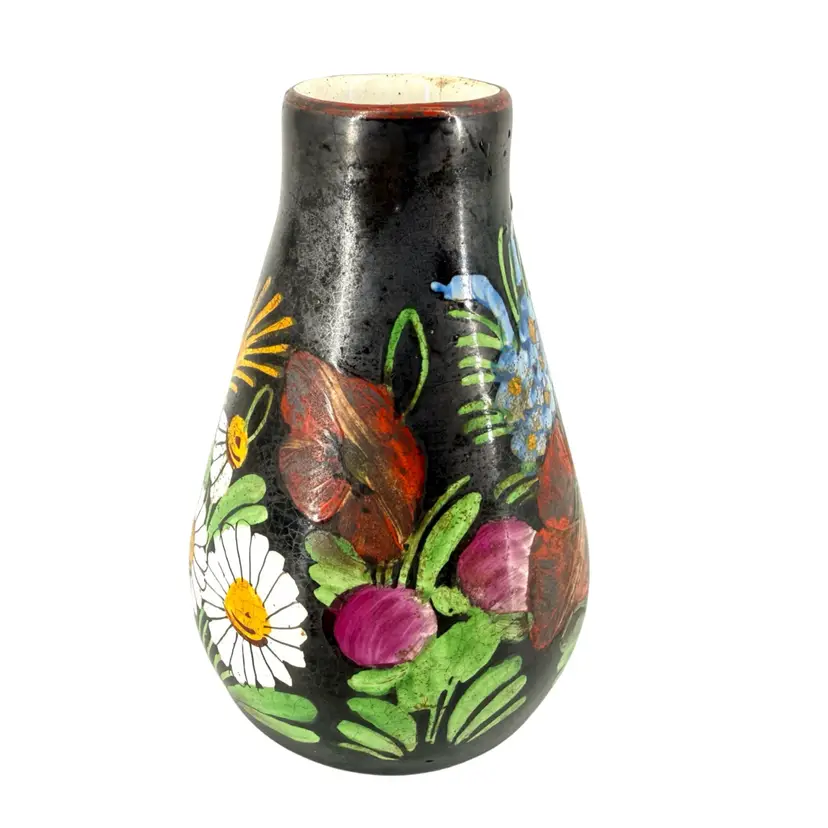 Small Floral Hand Painted Pottery Vase