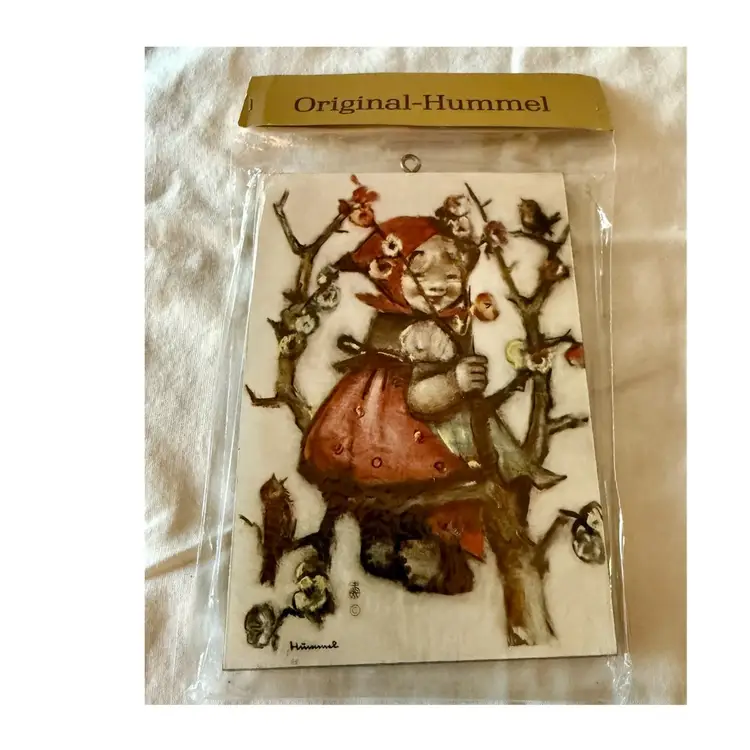 4 Vintage Original Hummel Children art prints on wooden plaques