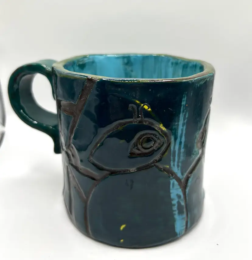 Signed Studio Pottery Bug Mug 4”x 5.5”