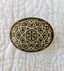 Vintage Geometric Damascene Brooch, Spain