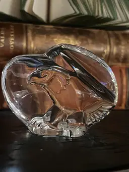 Steuben Signed Crystal Glass Majestic Eagle Paperweight Figurine.