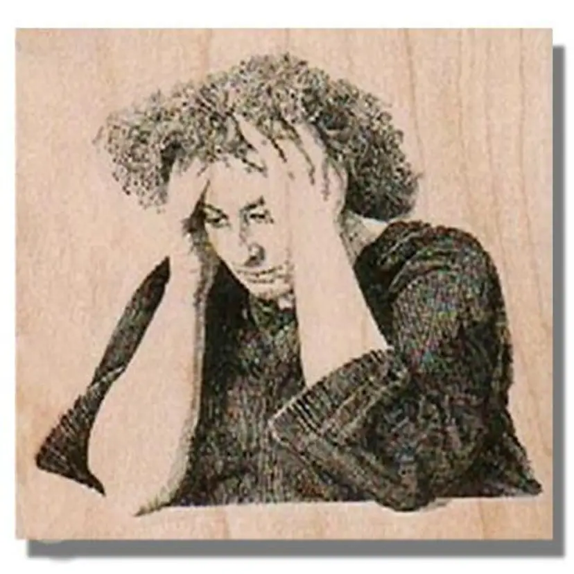 Fed Up Lady Rubber Stamp - Stressed Out Woman