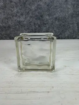 #01 - Vintage Glass Block Vase | Mid Century Modern Clear Glass Bud Vase
