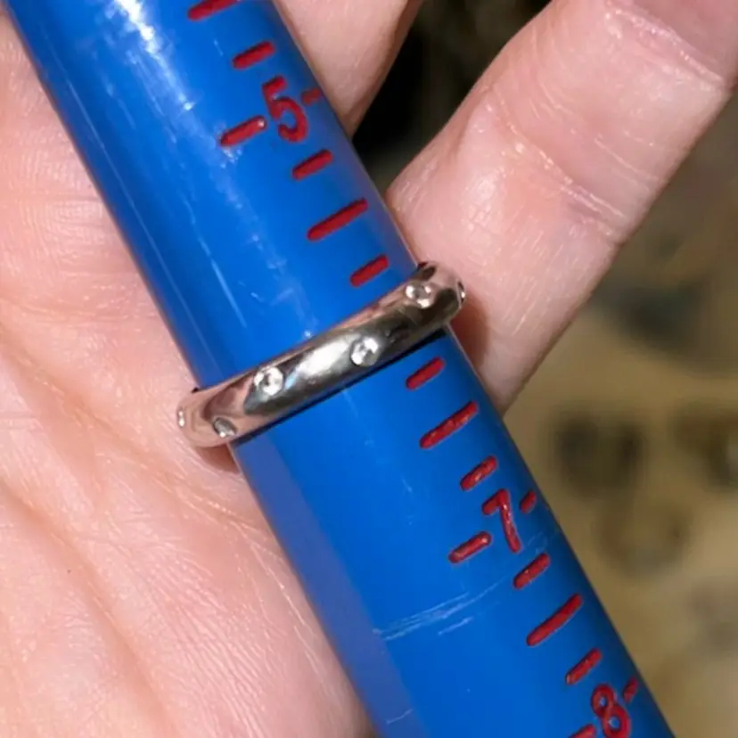 Size 6 Sterling Band Ring Pave Set CZ Stones