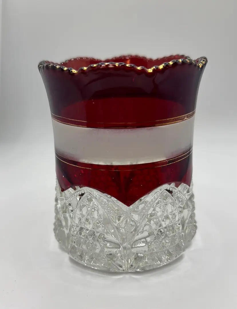 EAPG Duncan Miller Button Arches Ruby Flash Spoon Holder 4” tall