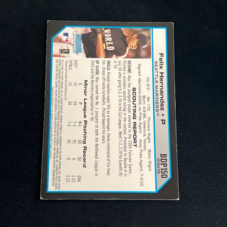 Felix Hernandez 2004 Bowman Draft Chrome Refractor #BDP150 Rookie RC Seattle Mariners