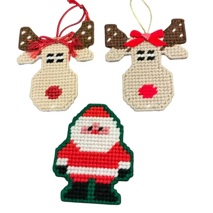 Handmade Needlepoint Christmas Ornaments