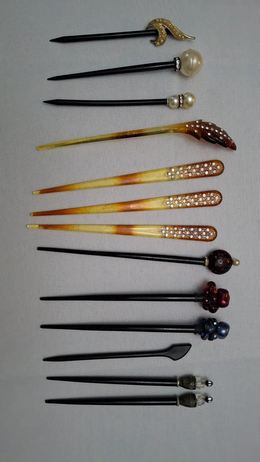314 ✨ Vintage Hair Stick Collection – Choice of One (Celluloid, Glass, Rhinestone & Pearl Accents)