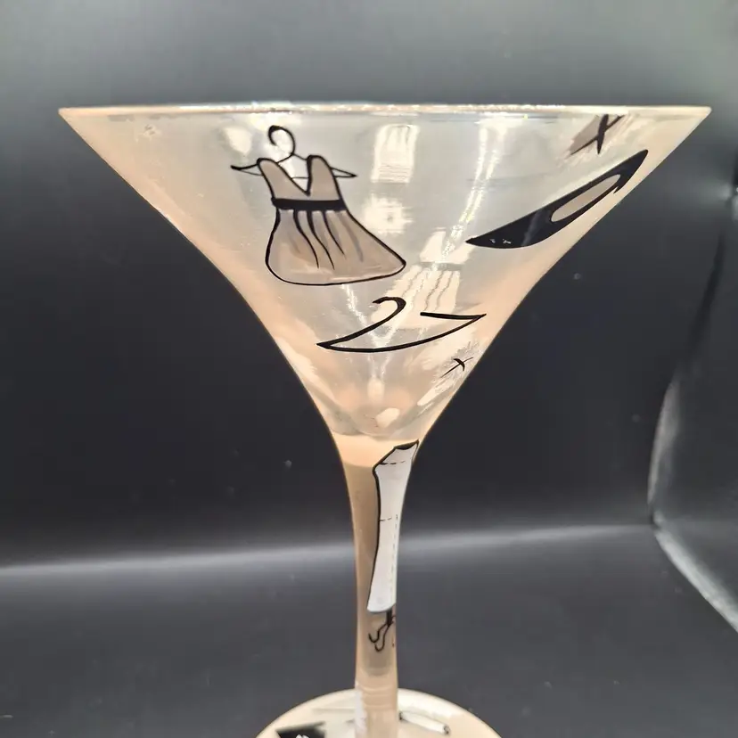 Hand-Painted Lolita "Glamour-Tini" Martini Glass With Fashion-Themed Design