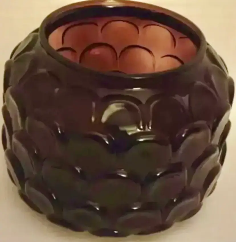 Empoli Glass Candy Jar Amethyst Scalloped Italian