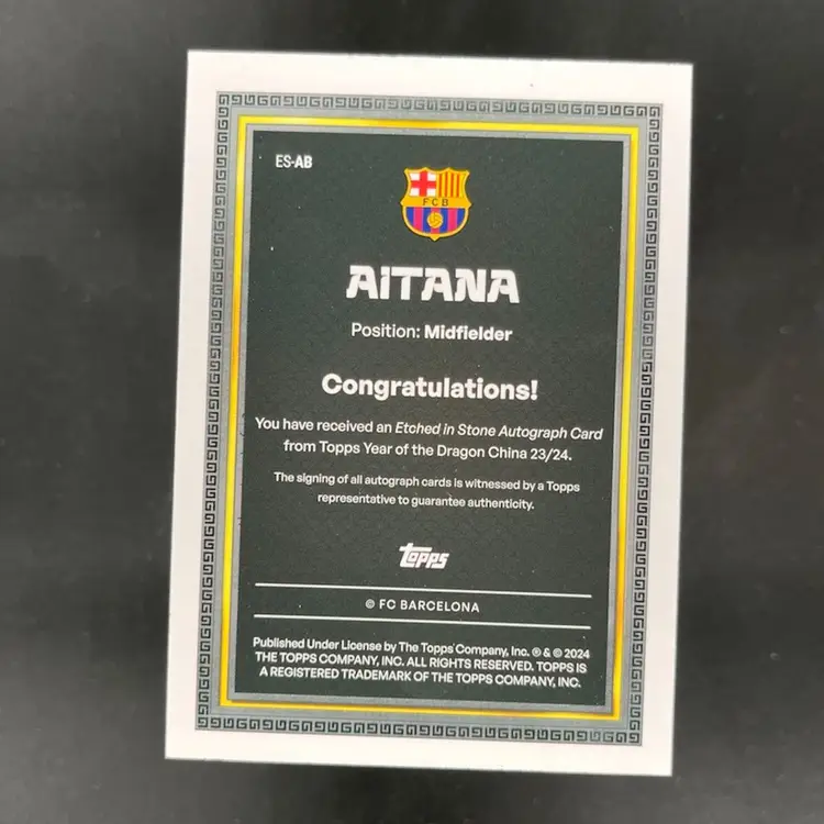 Aitana Bonmati 2023 Topps Year Of The Dragon  Etched In Stone Autograph /50 Barcelona FC Soccer Card