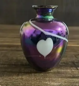 Vintage Hanging Hearts Iridescent Glass Perfume Bottle STOPPER NOT INCLUDED