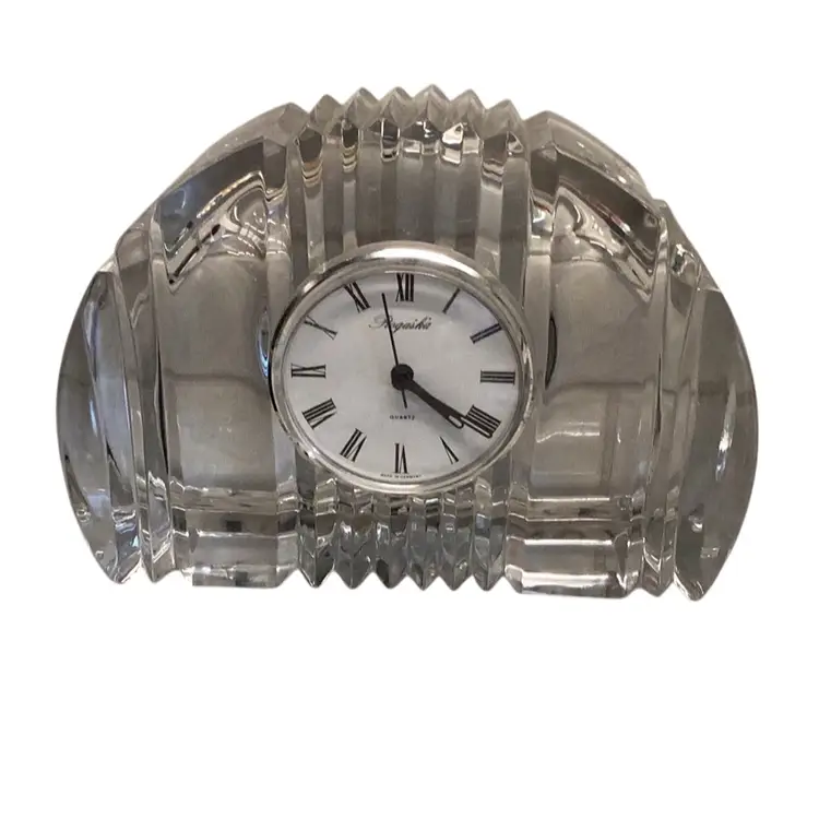 Vintage Rogaška Art Deco Style Crystal Desk/Mantle Quartz Clock. Made In Slovenia  Battery Operated Working Condition 7x 5.5 Inches