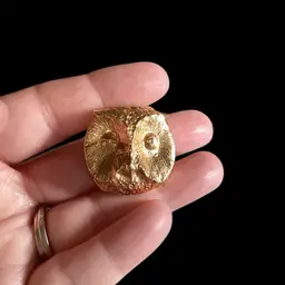 Gold Toned Owl Pill Box 1” Stamped Italy Has Minor Crack Starting Inside Back Edge Doesn’t Effect Function