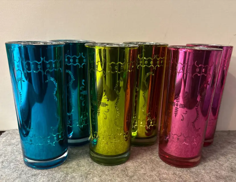 Set of 6 Calypso St Barth  Mercury Glass Tumblers  # 2782