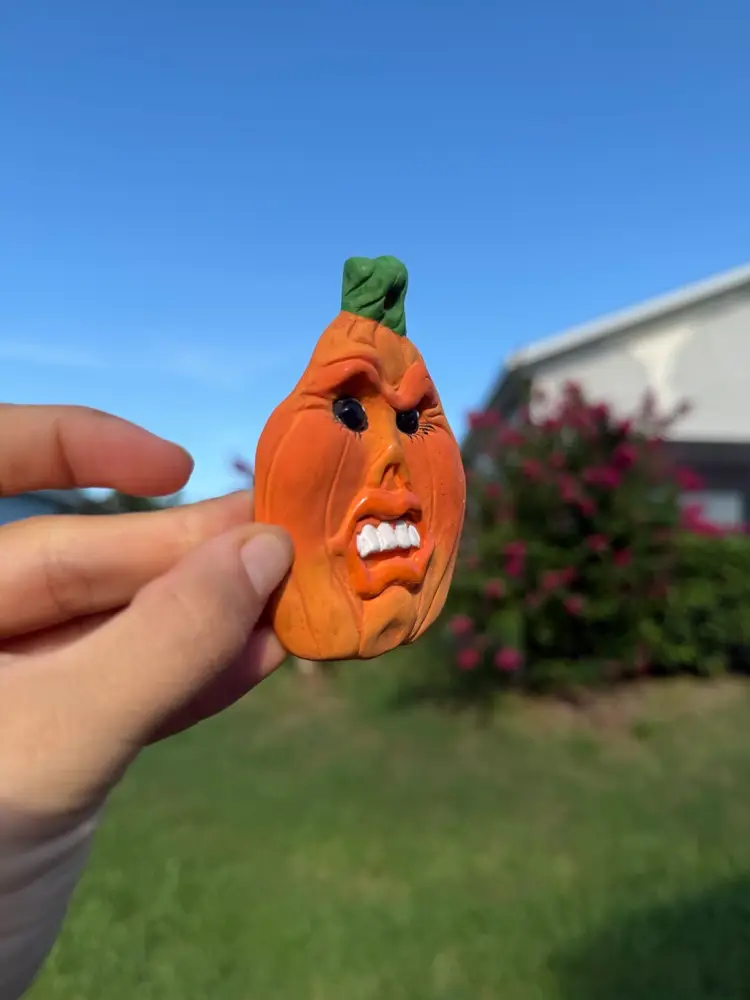 🎃 Vintage Ceramic Goofy Spooky Pumpkin Face Magnet🎃