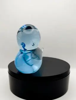 Vintage Blue Glass Bird Paperweight 4.5”x 1.75”x 3”