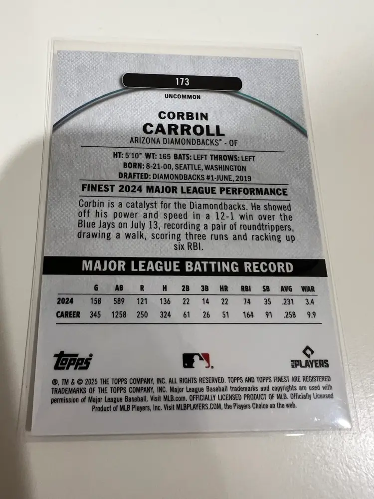 Corbin Carroll Finest Uncommon Arizona Diamondbacks