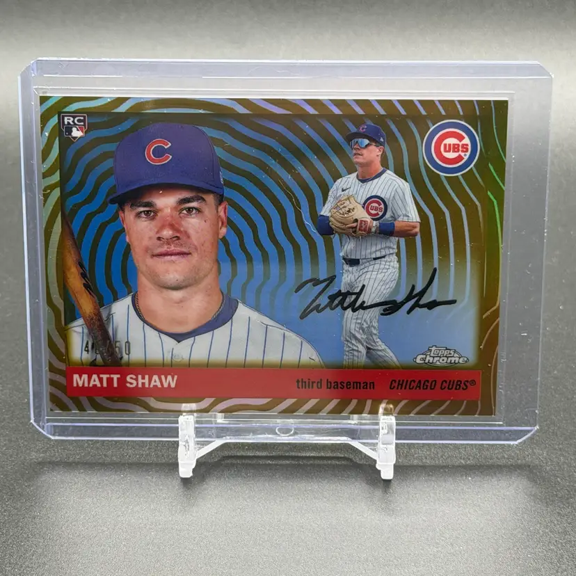 MATT SHAW 2025 Topps Chrome Platinum Gold Vibrations RC /50 - Chicago Cubs