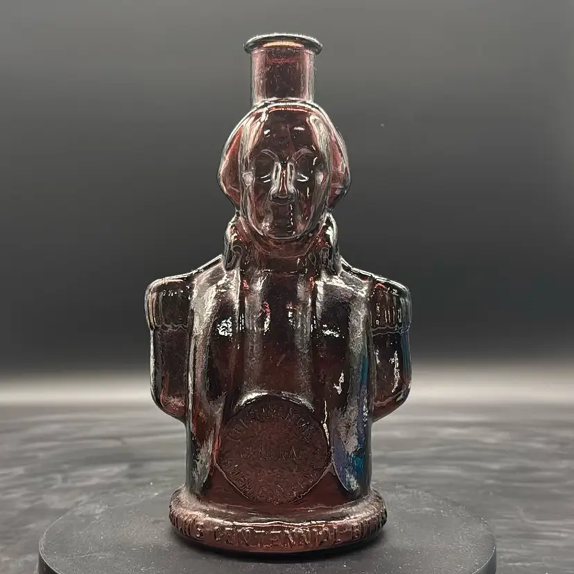 Vintage Purple Tall Glass Bottle Continental George Washington Glass Bottle Bust No Stopper