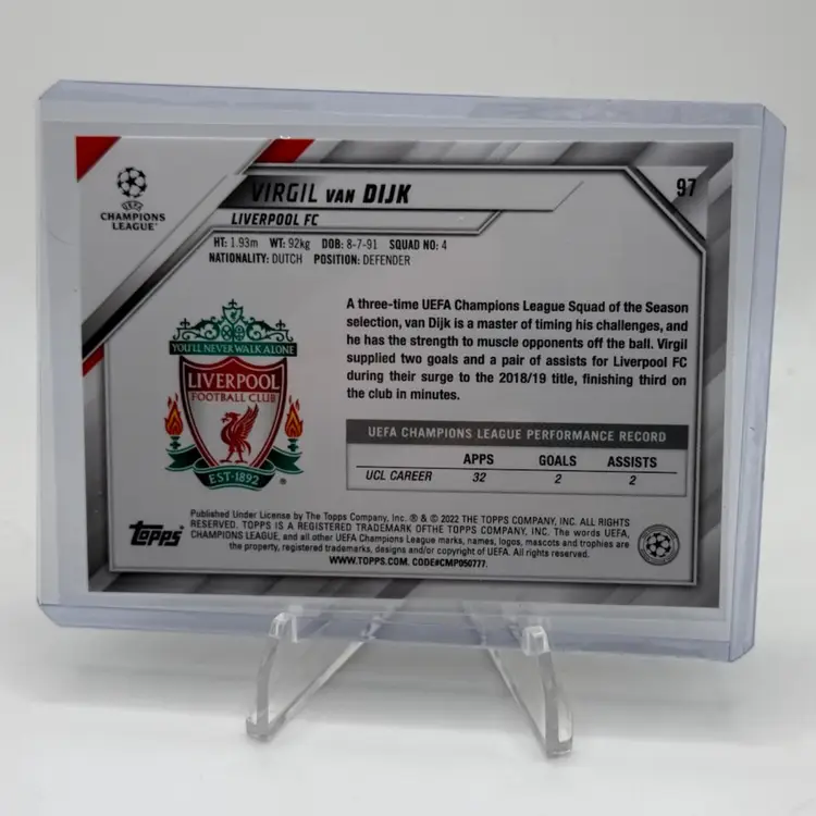 Virgil van Dijk 2021-2022 Topps UEFA Champions League Speckle Foil Liverpool FC