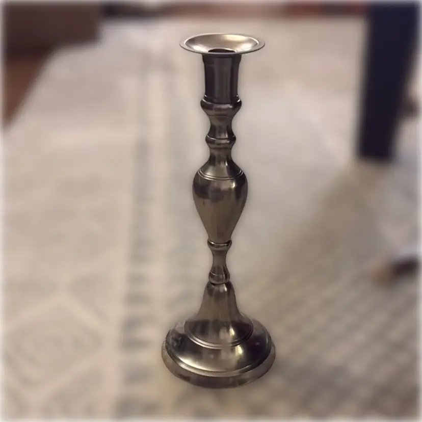 Large 12β Nickel-Covered Solid Brass Candle Holder