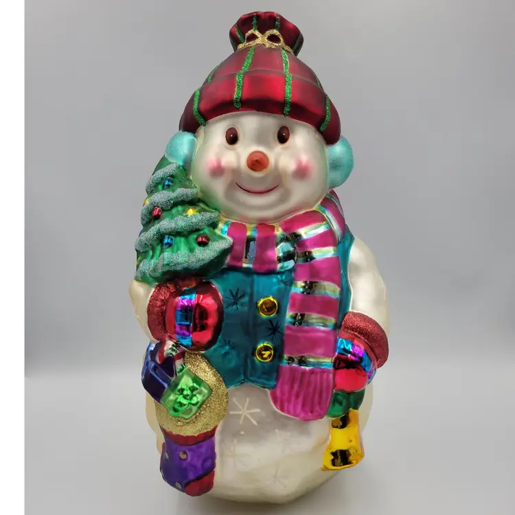 Vintage Holiday Time Hand Painted Mercury Glass Snowman Figurine 14" Tall