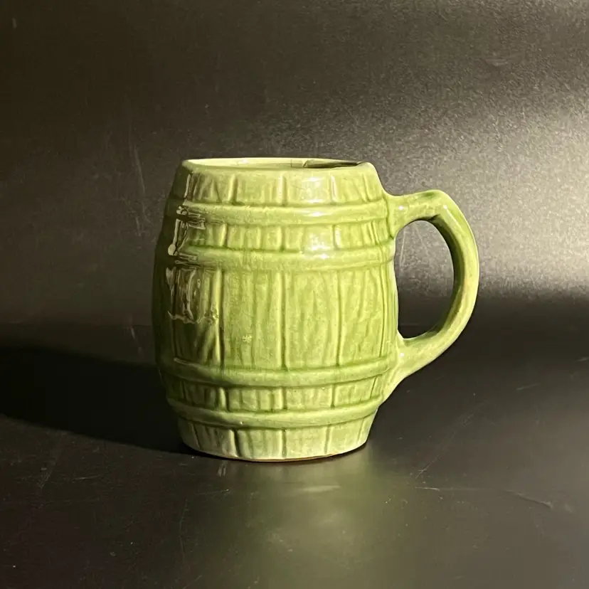 Vintage McCoy Barrel Mug Green 1920-30s #397