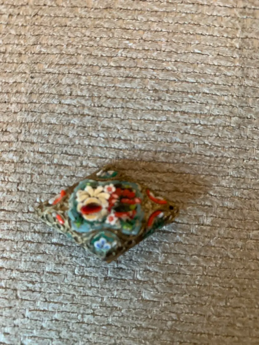 Micro Mosaic Brooch Made In Italy 1 1/2 X 1 Inches