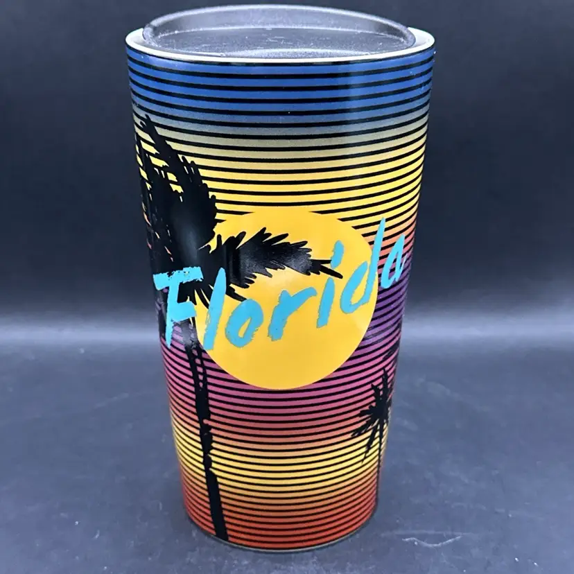 Starbucks 2016 Florida State Golden Sun Palm Trees 12 Oz Travel Mug